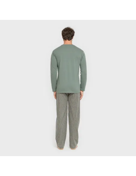 Pijama homem flanela Raya Marsellita verde - arena pijamas-compridos-homem