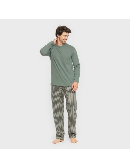 Pijama homem flanela Raya Marsellita verde - arena pijamas-compridos-homem