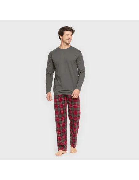 Pijama homem flanela Cuadro Guelo verde caça pijamas-compridos-homem