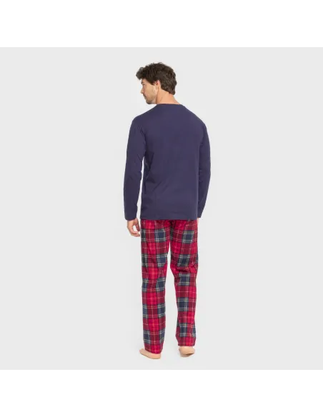 Pijama homem flanela Cuadro Bilbo azul marino pijamas-compridos-homem