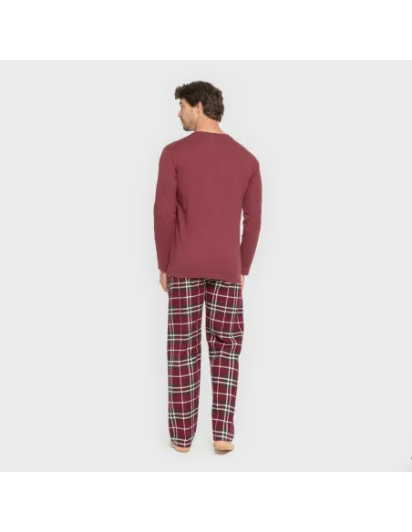 Pijama homem flanela Cuadro Sauron bordeaux pijamas-compridos-homem