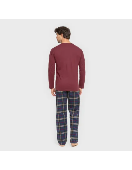 Pijama homem flanela Cuadro Tejada bordeaux pijamas-compridos-homem