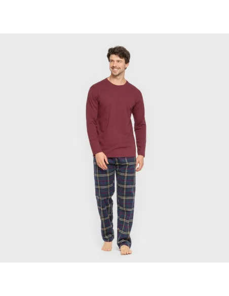 Pijama homem flanela Cuadro Tejada bordeaux pijamas-compridos-homem