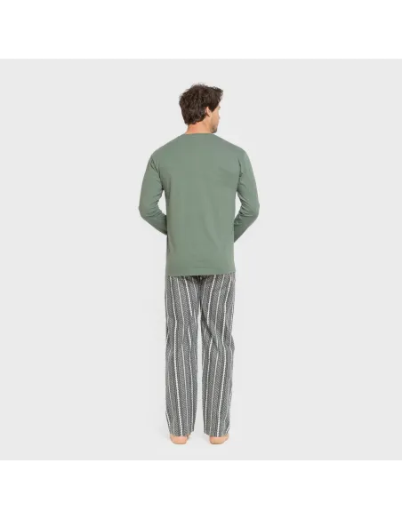 Pijama homem flanela Cronos verde pijamas-compridos-homem