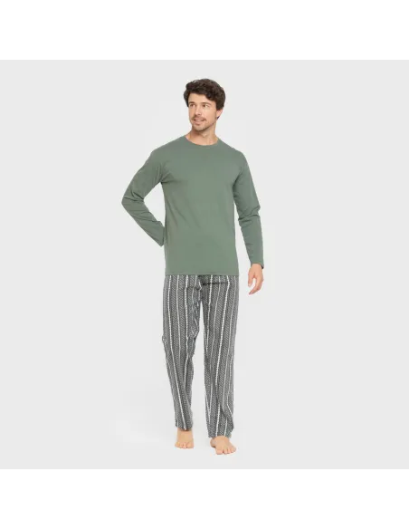 Pijama homem flanela Cronos verde pijamas-compridos-homem