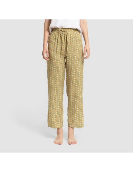 Calças viscosa Sisena ocre pantalones-comodos-mujer