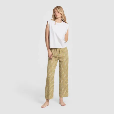 Calças viscosa Sisena ocre pantalones-comodos-mujer