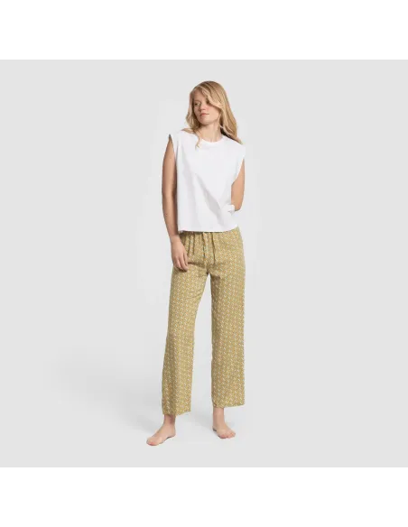Calças viscosa Sisena ocre pantalones-comodos-mujer