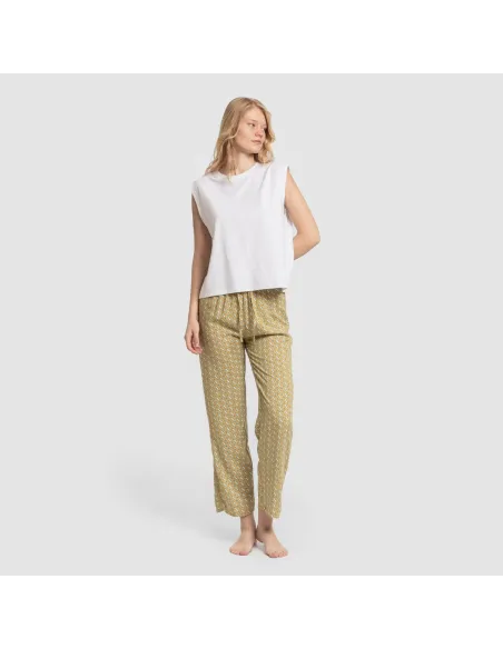 Calças viscosa Sisena ocre pantalones-comodos-mujer