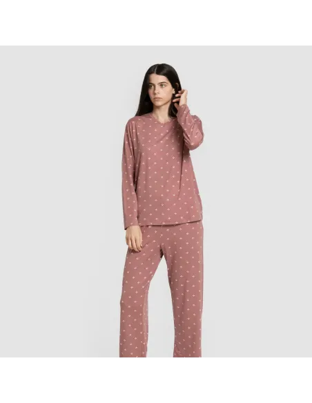 Pijama mulher soft Embera malva rosa pijamas-compridos-de-mulher
