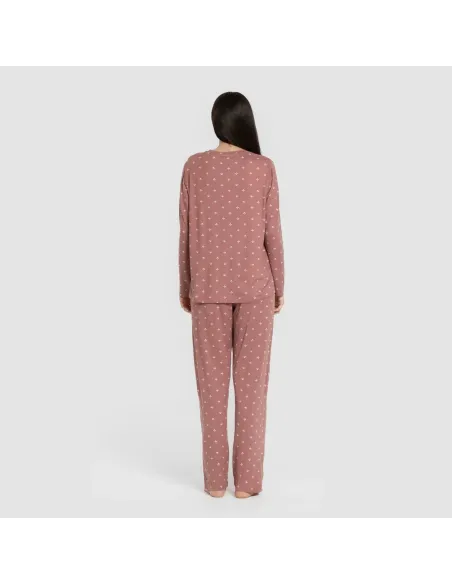 Pijama mulher soft Embera malva rosa pijamas-compridos-de-mulher