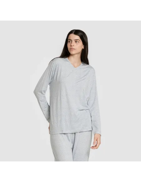 Pijama mulher soft Lolenda indigo pijamas-compridos-de-mulher