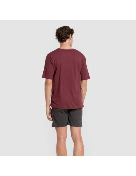 Pijama curto homem com botões bordeaux - marengo pijamas-curtos-homem