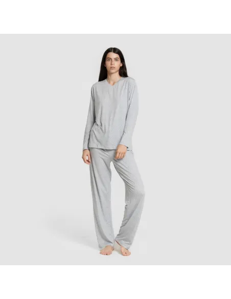 Pijama mulher soft Lolenda indigo pijamas-compridos-de-mulher