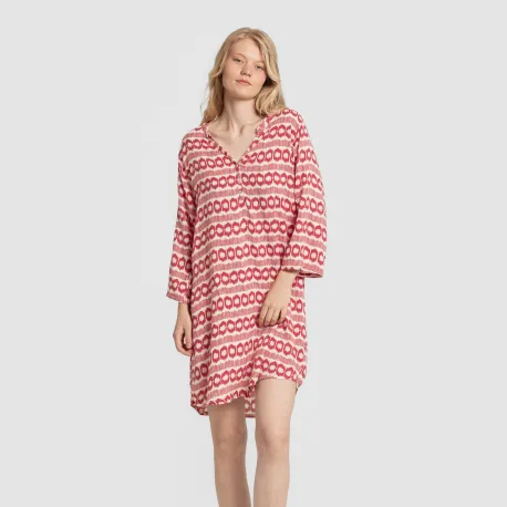 Túnica viscosa Pastela fresa vestidos-mulher