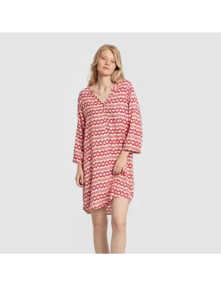 Túnica viscosa Pastela fresa vestidos-mulher