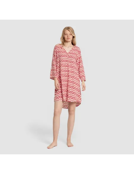 Túnica viscosa Pastela fresa vestidos-mulher