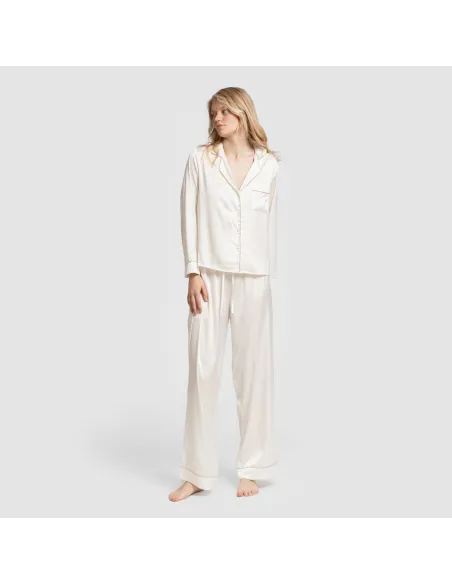 Pijama comprido mulher Saten Friday liso roupa-para-estar-por-casa