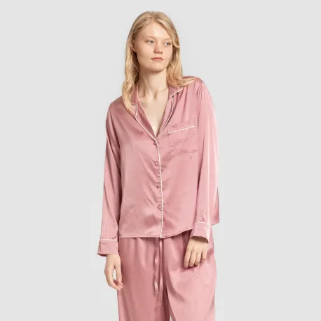 Pijama comprido mulher Saten Friday liso roupa-para-estar-por-casa