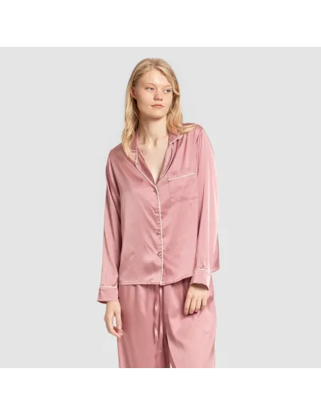 Pijama comprido mulher Saten Friday liso roupa-para-estar-por-casa