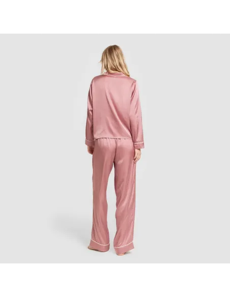 Pijama comprido mulher Saten Friday liso roupa-para-estar-por-casa