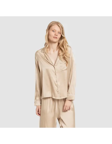 Pijama comprido mulher Saten Friday liso roupa-para-estar-por-casa