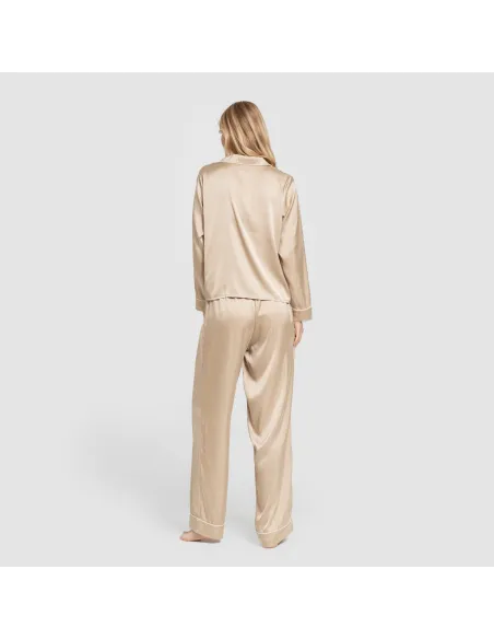 Pijama comprido mulher Saten Friday liso roupa-para-estar-por-casa