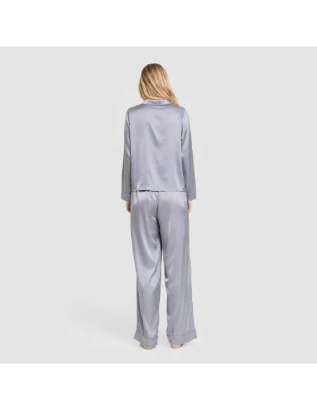 Pijama comprido mulher Saten Friday liso roupa-para-estar-por-casa