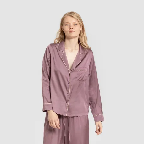 Pijama comprido mulher Saten Friday liso roupa-para-estar-por-casa