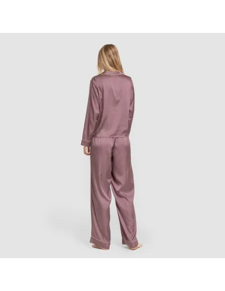 Pijama comprido mulher Saten Friday liso roupa-para-estar-por-casa