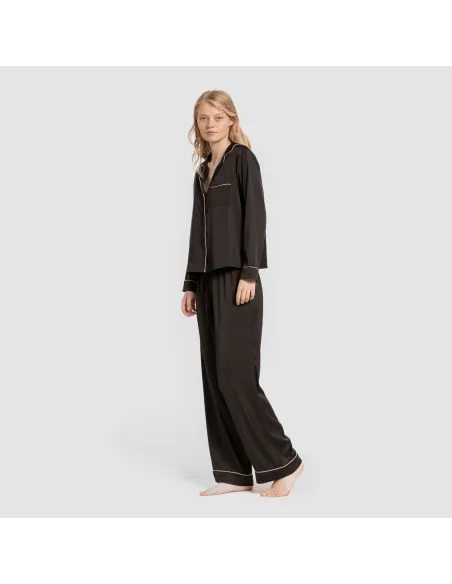 Pijama comprido mulher Saten Friday liso roupa-para-estar-por-casa