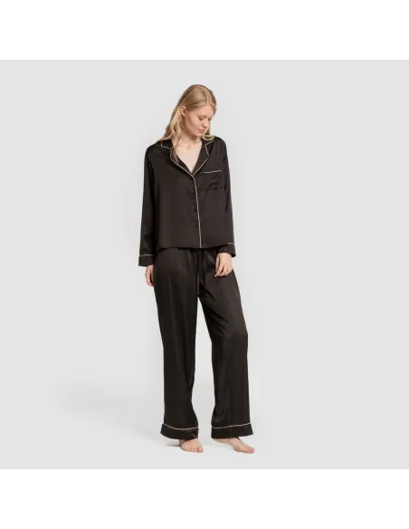 Pijama comprido mulher Saten Friday liso roupa-para-estar-por-casa