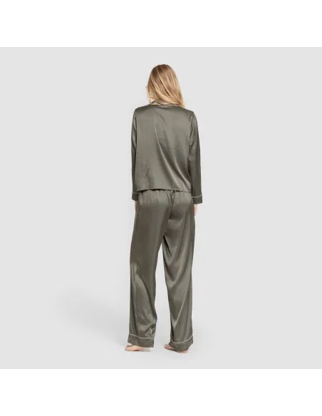 Pijama comprido mulher Saten Friday liso roupa-para-estar-por-casa