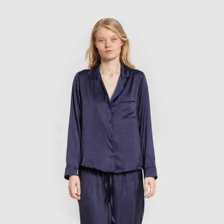 Pijama comprido mulher Saten Friday liso roupa-para-estar-por-casa