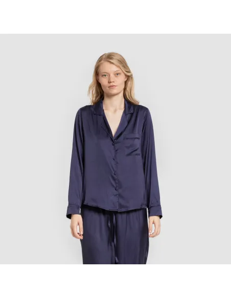 Pijama comprido mulher Saten Friday liso roupa-para-estar-por-casa
