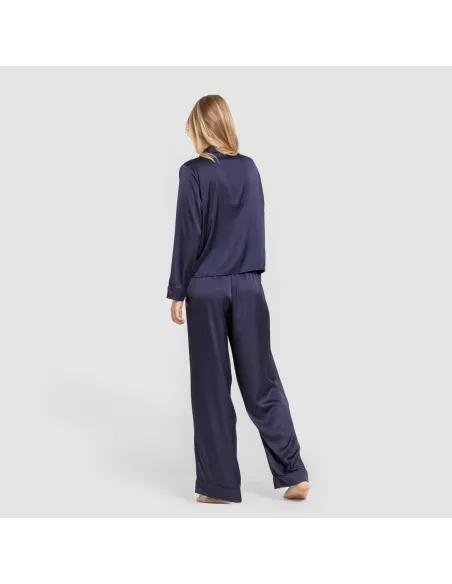 Pijama comprido mulher Saten Friday liso roupa-para-estar-por-casa