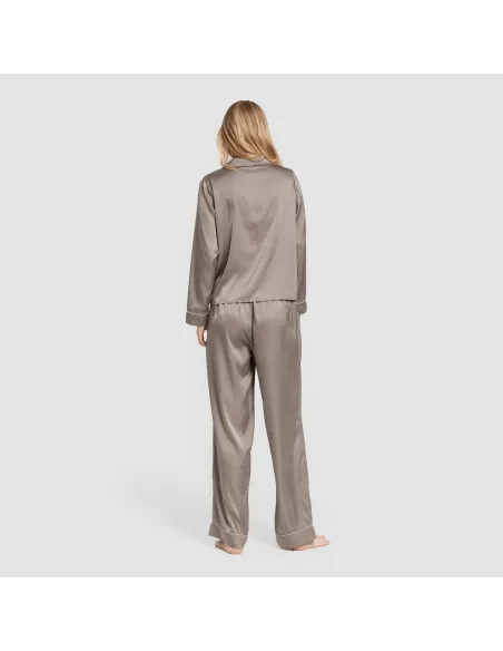 Pijama comprido mulher Saten Friday liso roupa-para-estar-por-casa