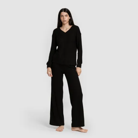 Jersey gola V em poliamida canelada feminina jersey