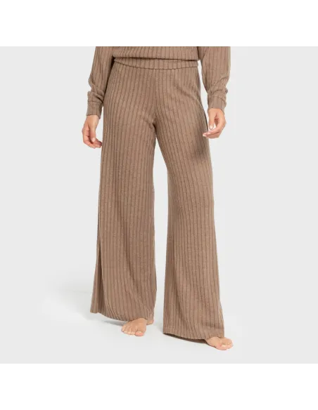 Calça longa ampla 4x2 canelada feminina pantalones-comodos-mujer