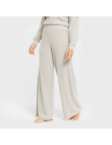 Calça longa ampla 4x2 canelada feminina pantalones-comodos-mujer