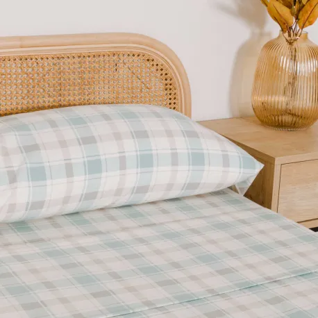 Jogo de lençóis de flanela Cuadro Noric verde lencois-de-flanela