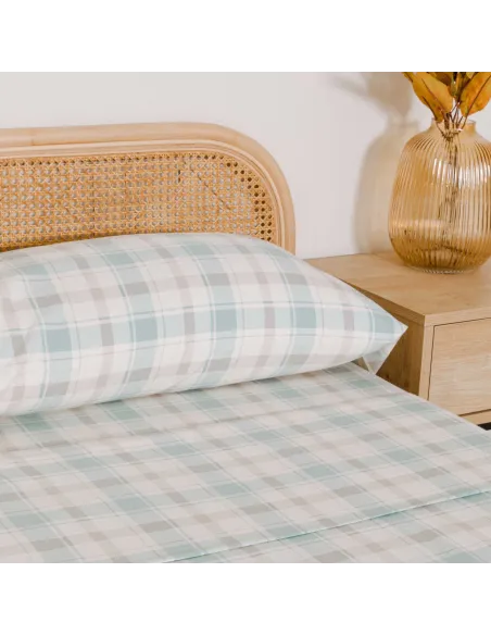 Jogo de lençóis de flanela Cuadro Noric verde lencois-de-flanela