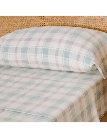 Jogo de lençóis de flanela Cuadro Noric verde lencois-de-flanela