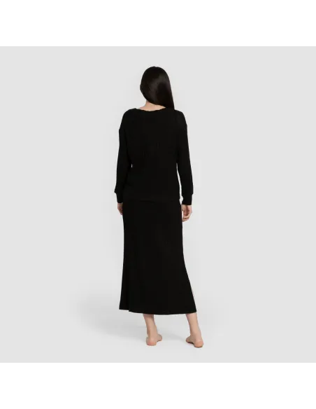 Saia midi canelada de poliamida feminina mulher