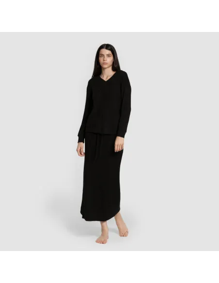 Saia midi canelada de poliamida feminina mulher