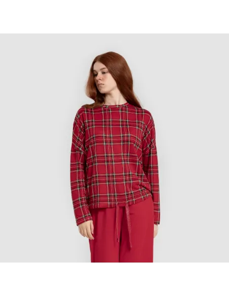 Pijama comprido Secret mulher Cuadro Nicolas vermelho pijamas-compridos-de-mulher
