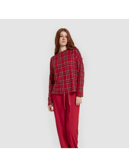Pijama comprido Secret mulher Cuadro Nicolas vermelho pijamas-compridos-de-mulher