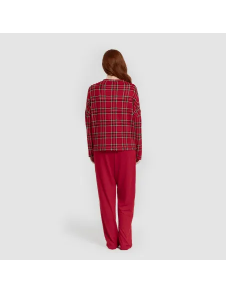 Pijama comprido Secret mulher Cuadro Nicolas vermelho pijamas-compridos-de-mulher