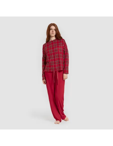 Pijama comprido Secret mulher Cuadro Nicolas vermelho pijamas-compridos-de-mulher