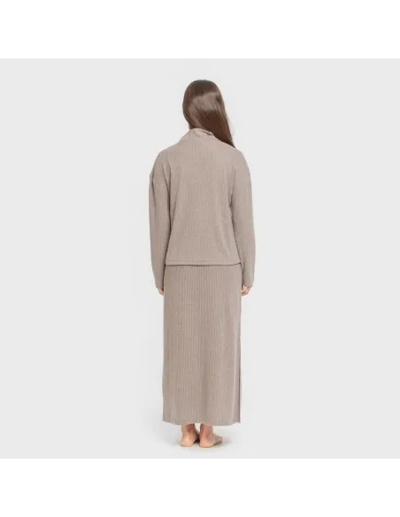 Saia midi canelada feminina roupa-para-estar-por-casa